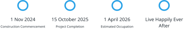 1 Nov 2024 Construction Commencement 15 October 2025 Project Completion 1 April 2026 Estimated Occupation Live Happily Ever After